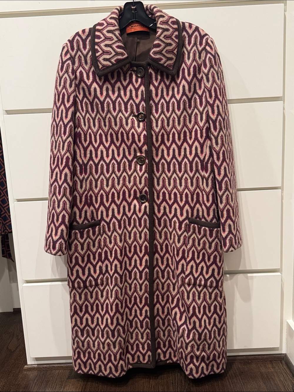 Missoni Pink & Purple Patterned Long Pea Coat